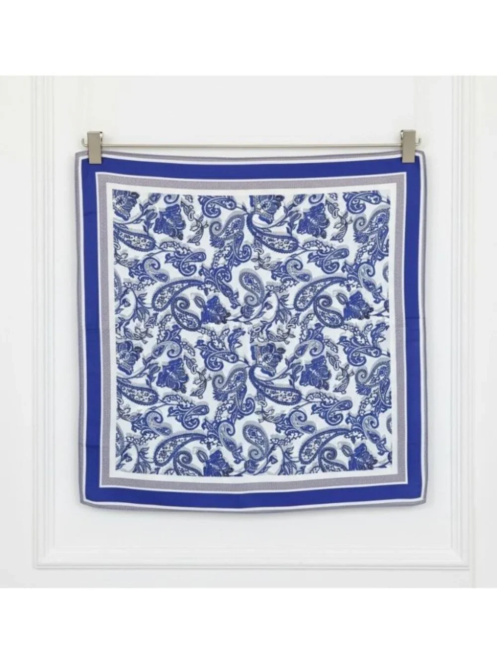 ❤️New Elegant Women Square Silky Soft Scarf Head Top hijab Blue Floral Paisley